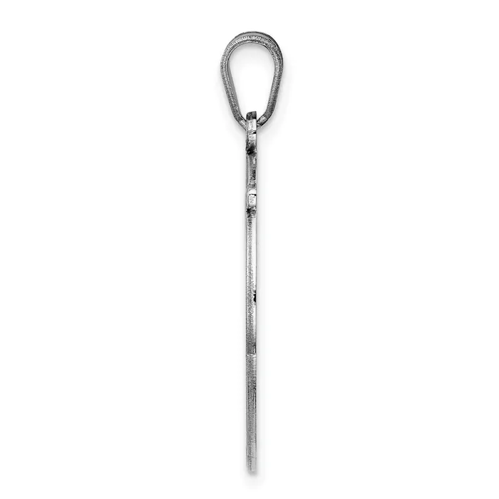 TreasureFineJewelers Necklaces Sterling Silver Rhodiumplated Fancy Script Letter H Initial Pendant