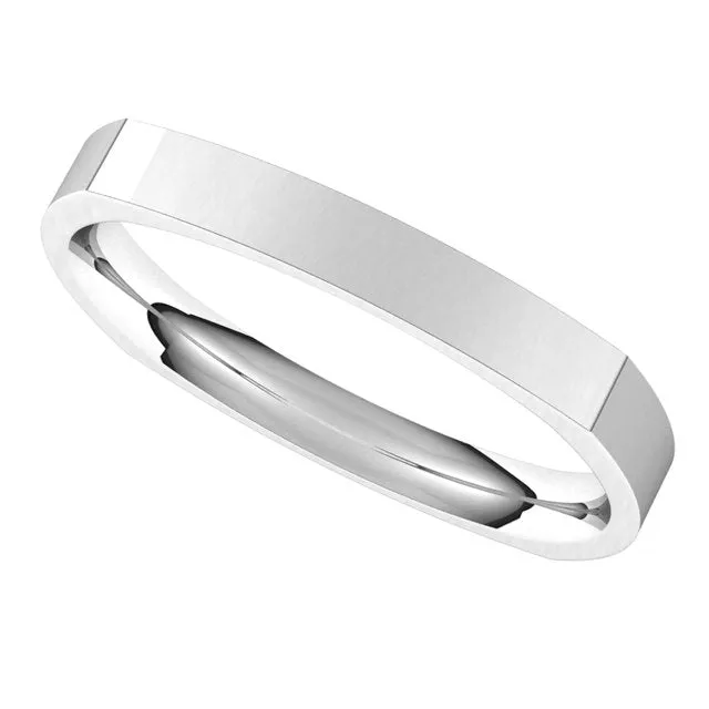 TreasureFineJewelers Rings 18K White Gold 25 mm Square Comfort Fit Wedding Band
