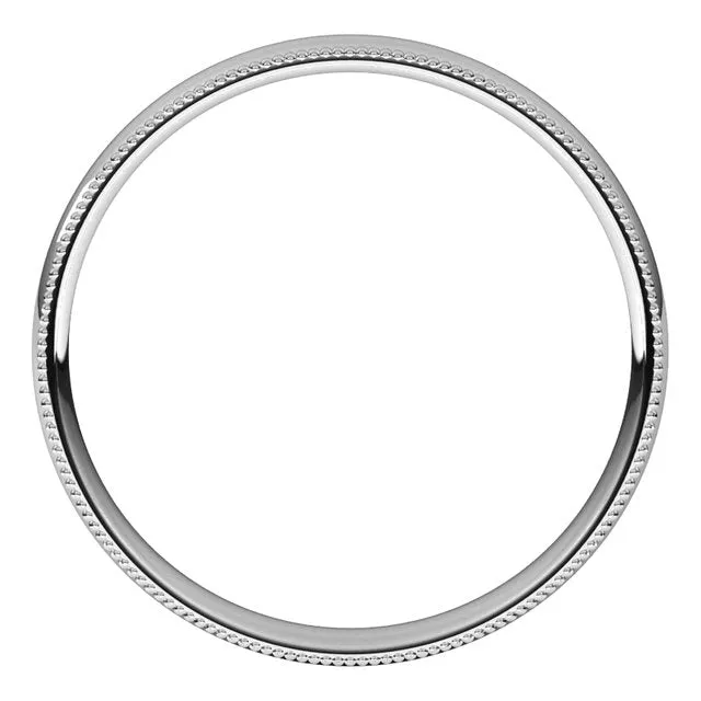 TreasureFineJewelers Rings 18K White Gold 3 mm Milgrain Half Round Comfort Fit Light Wedding Band