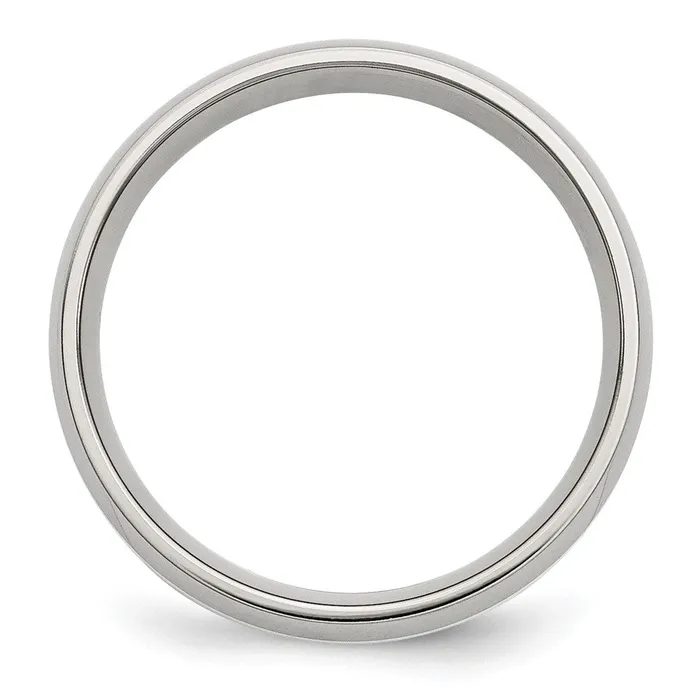 TreasureFineJewelers Rings Stainless Steel wSterling Silver Inlay Polished 6mm Band