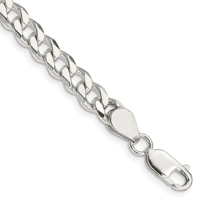 TreasureFineJewelers Rings Sterling Silver 7mm Curb Chain
