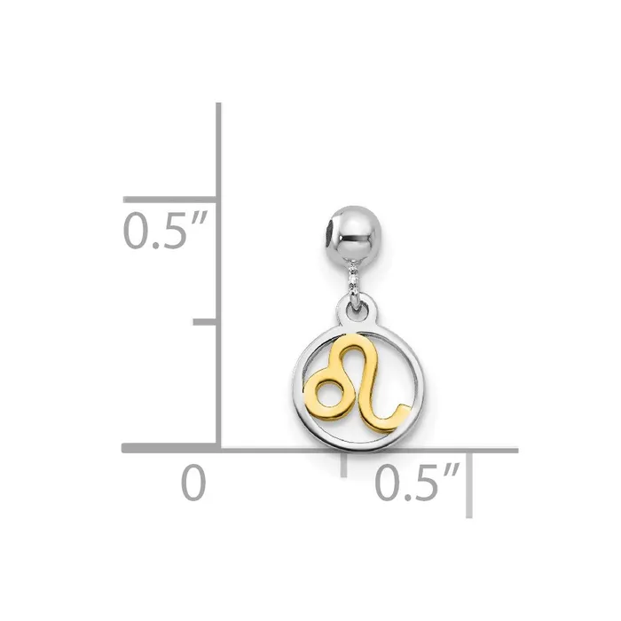 TreasureFineJewelers Rings Sterling Silver Mio Memento Rhodium Gold Tone Dangle Leo Charm