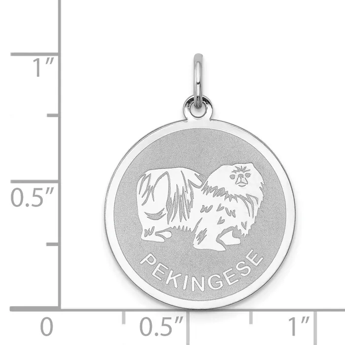 TreasureFineJewelers Rings Sterling Silver Rhodiumplated Pekingese Disc Charm