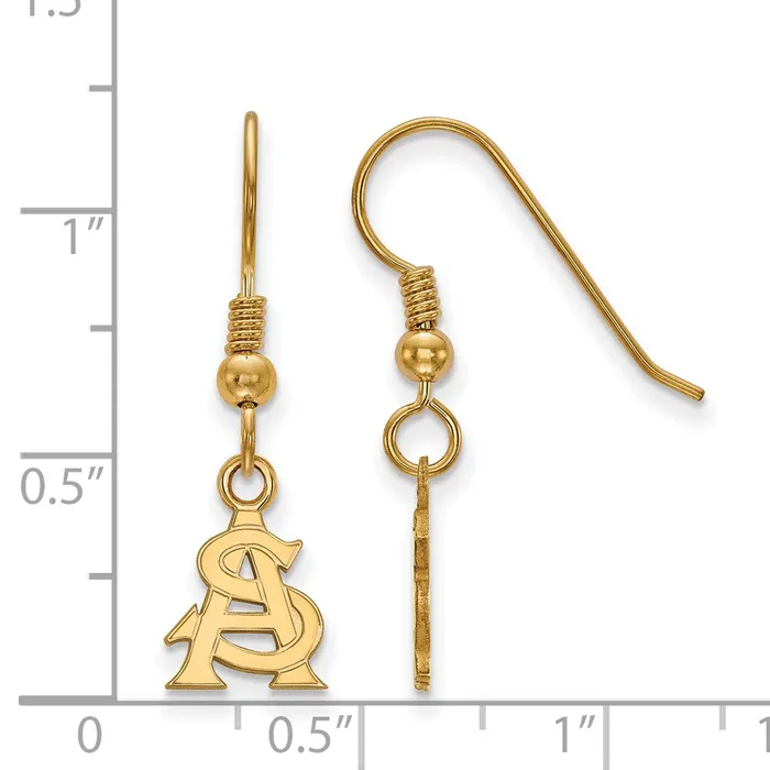 TreasureFineJewelers Sterling Silver Goldplated Arizona State University AS Extra Small Dangle Wire Earrings Earrings