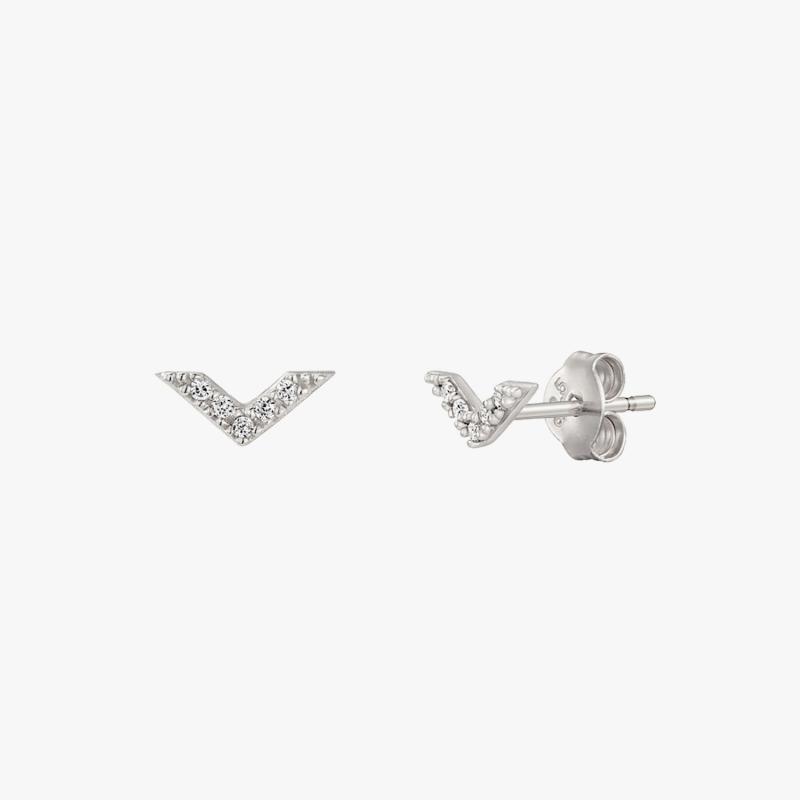 Womens Studs | Mini Sparkle Chevron Stud Earrings Silver Earrings Earrings